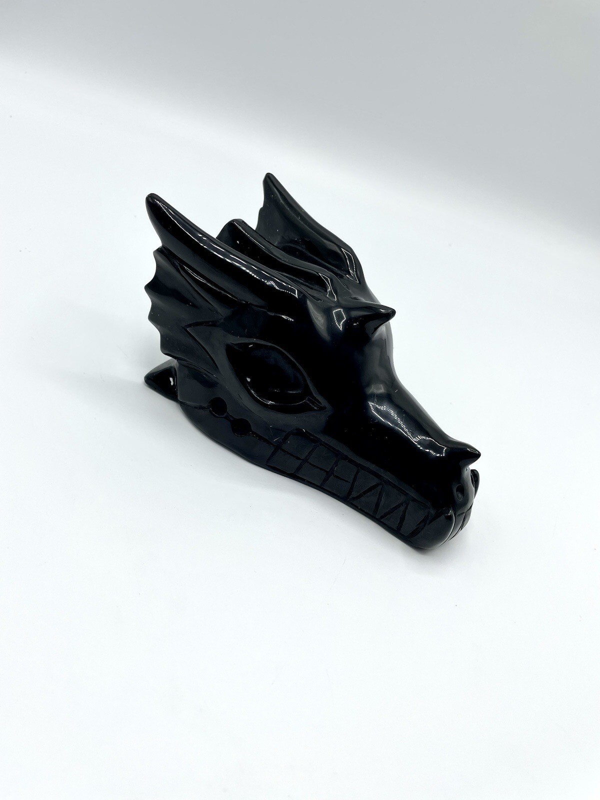 LKESAS 5.9'' Black Obsidian Crystal Dragon Skull