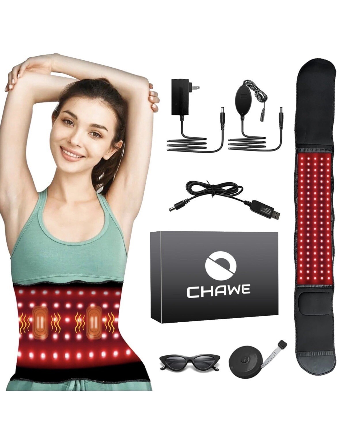Chawe Red Light Therapy Vibration Belt, Touch Screen Remote Control, New Sealed