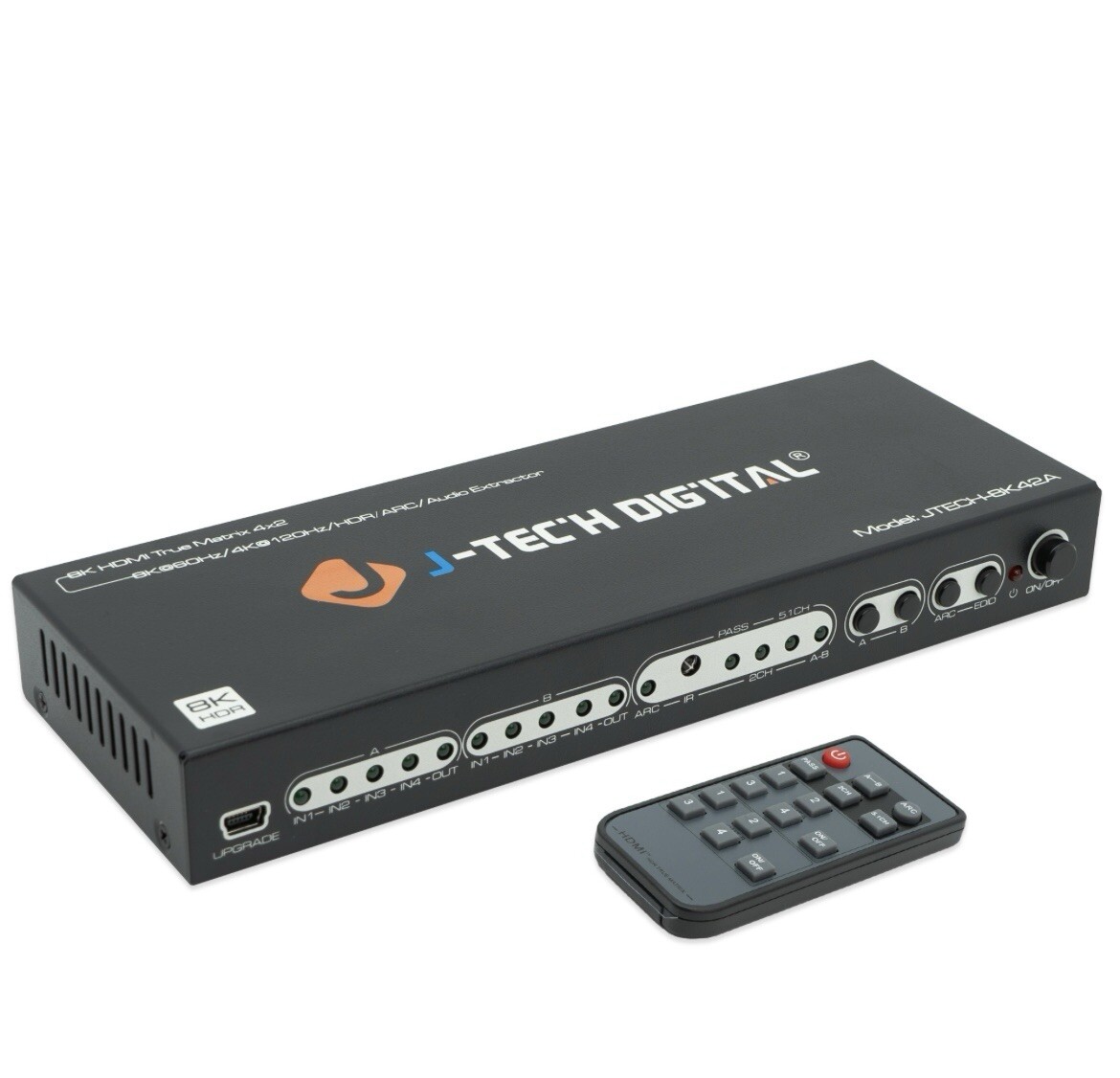 J-Tech Digital 4×2 8K@60Hz HDMI Matrix w/ Audio Extractor
