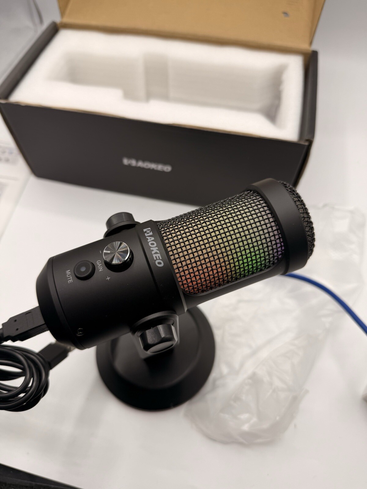 AOKEO Gaming USB Condenser Microphone with Breathing Light