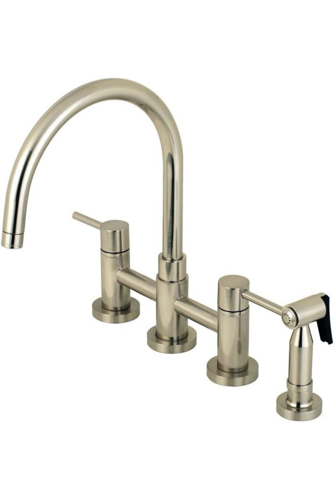 Kingston Brass KS8278DLBS Two-Handle Bridge Kitchen Faucet W/Brass Side Sprayer