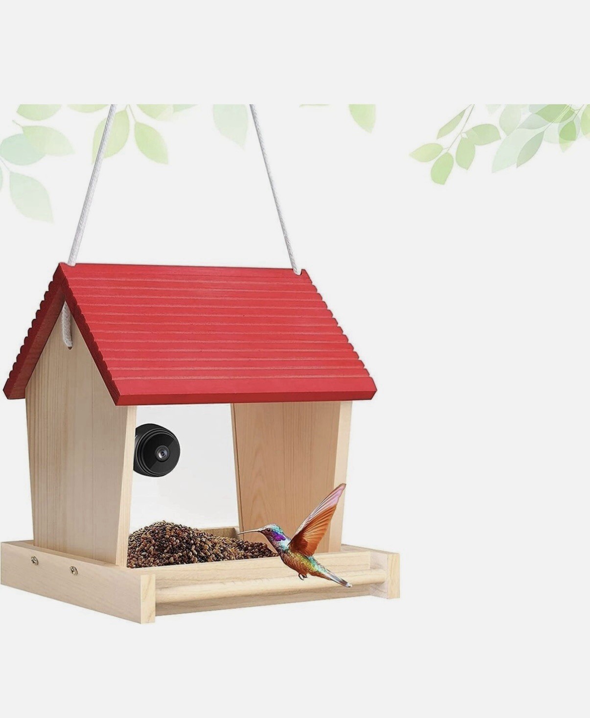 Large Handmade Bird Feeder with Wireless 1080P Camera, HD AI WiFi Camera