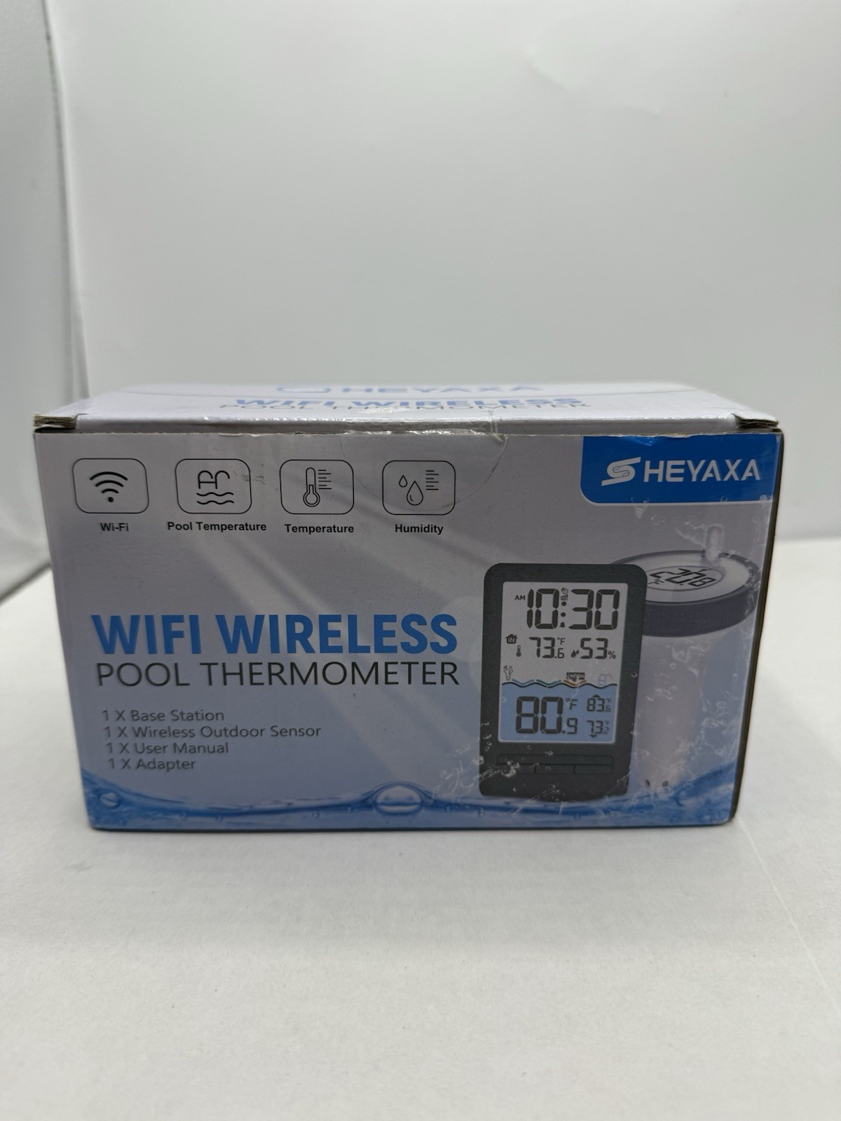 Heyaxa Wireless WiFi Pool Thermometer with Easy-to-Read 4" Digital LCD Display