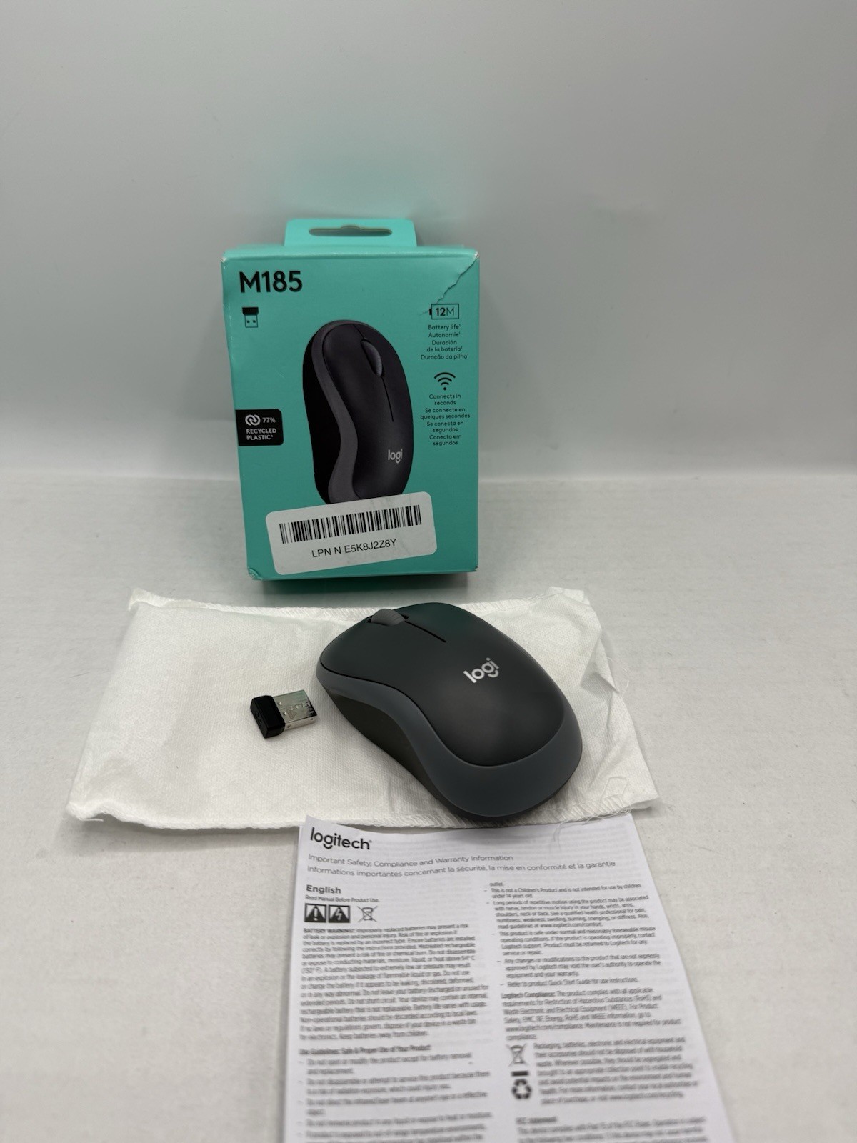Logitech M185 Wireless Mouse w/ USB Receiver Dongle