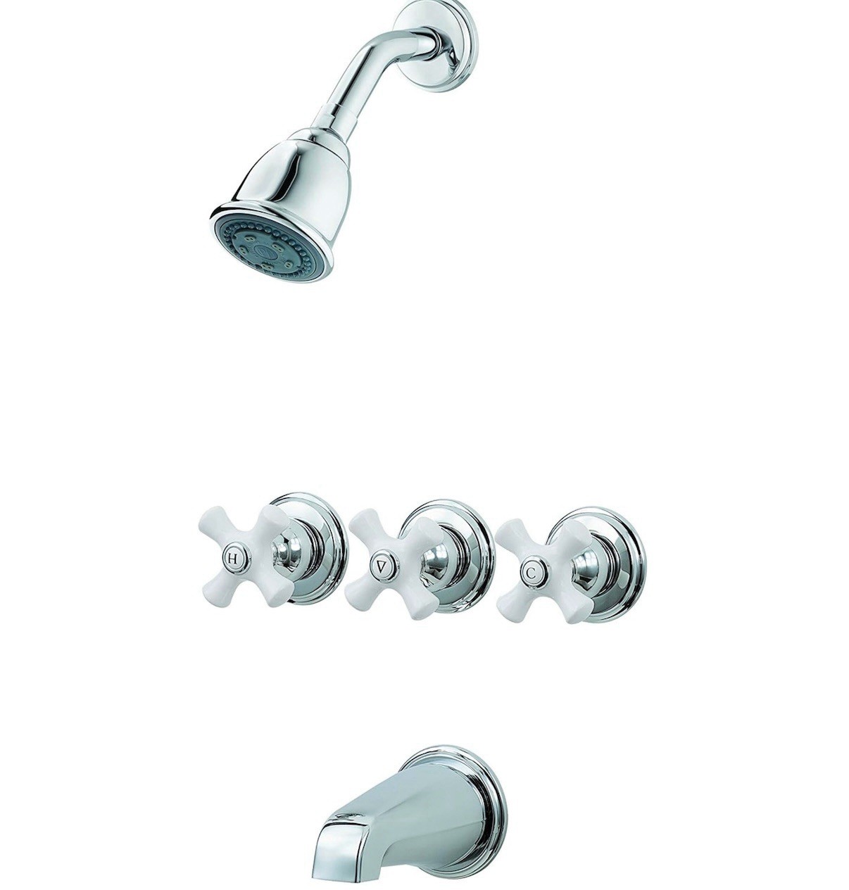 Pfister LG01-8CPC 3 Handle Tub & Shower Faucet Trim Kit (Valve Sold Separately)