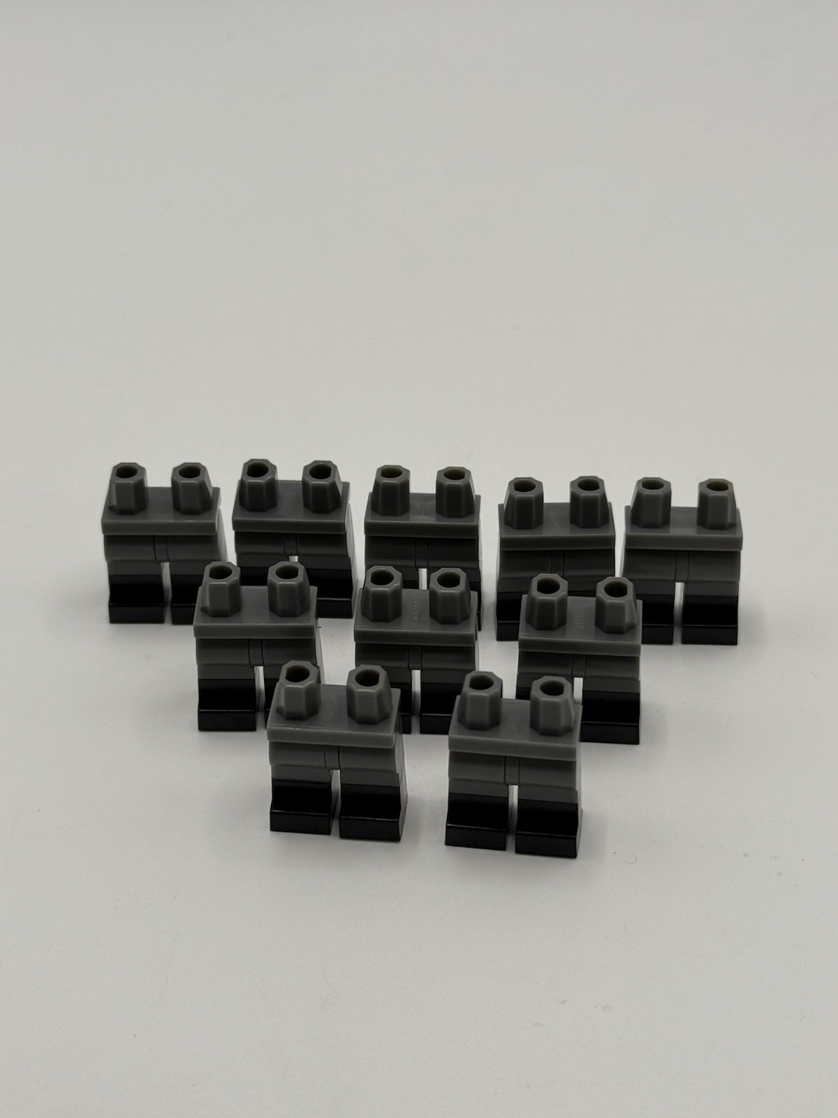 Lego 10 New Dark Bluish Gray Minifigure Pants Legs w/ Black Boots Pattern Pieces