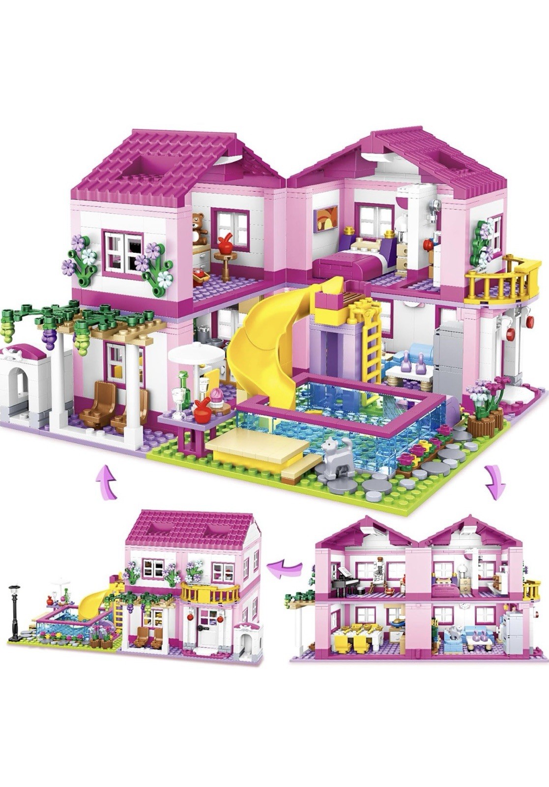 Pink Girls Summer Villa Friends Building Set 1018PCS
