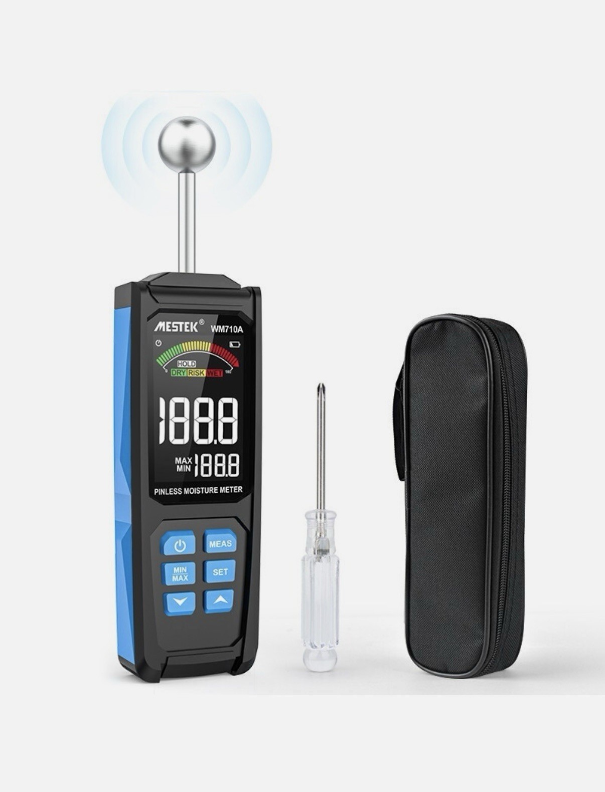 WM710A Digital Wood Moisture Meter Spherical Hygrometer Timber Damp Detector