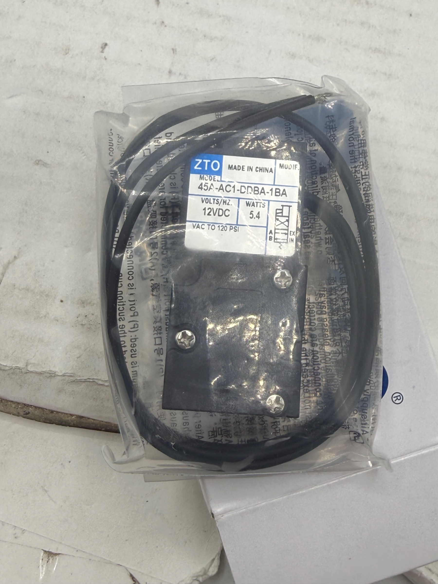 ZTO Valves 45A-AA1-DDBA-1BA Solenoid Valve 12VDC