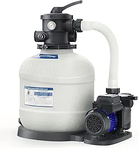 AQUASTRONG 16in Sand Filter Pump for Above Ground Pool with Timer, 3/4 HP Pool Pumps Above Ground 3800 GPH for Pools up to 16000 GAL, Pool Filter with 6-Way Valve, Improved Circulation and Filtration