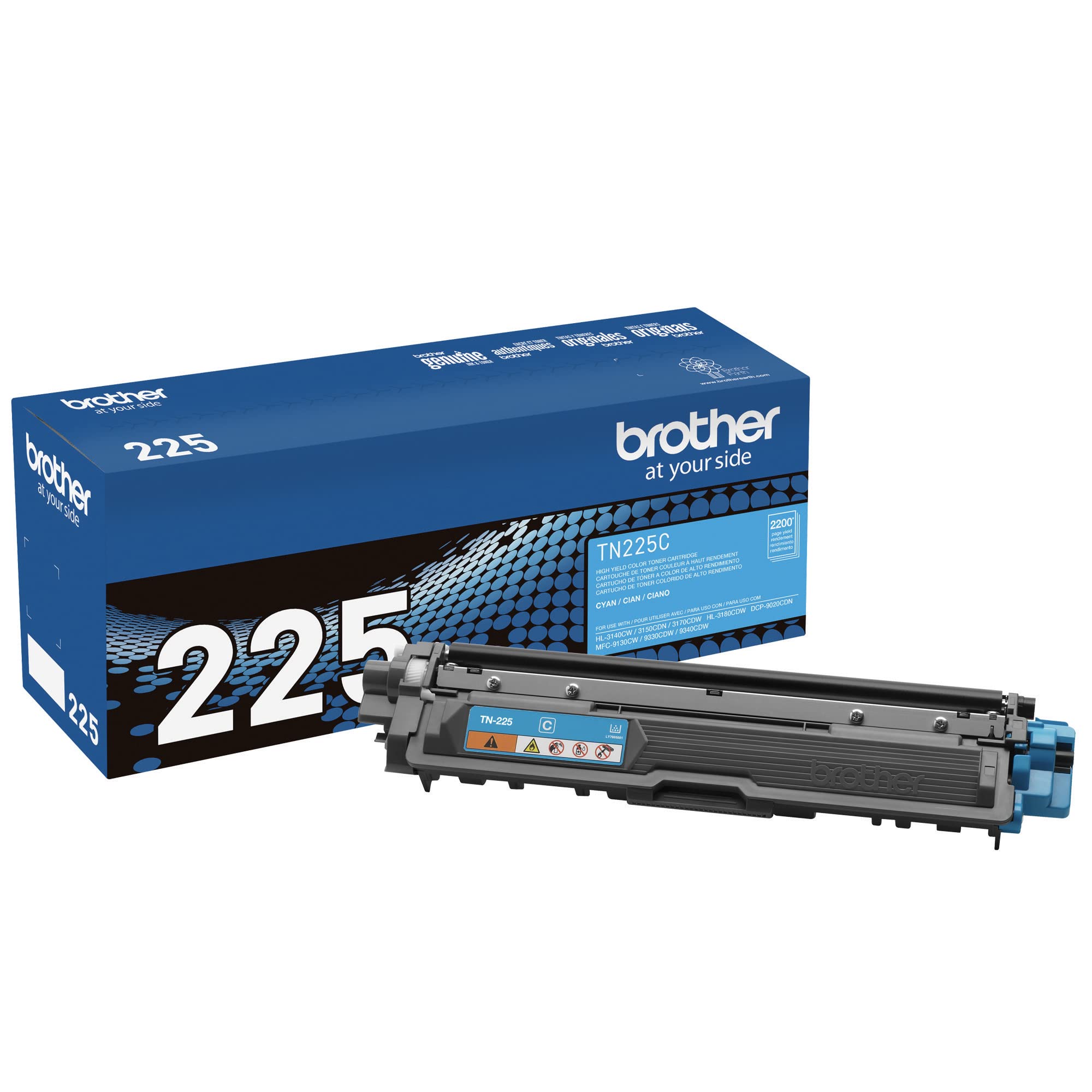 Brother Genuine High Yield Toner Cartridge, TN225C, Replacement Cyan Toner, Page Yield Up To 2,200 Pages, Amazon Dash Replenishment Cartridge, TN225