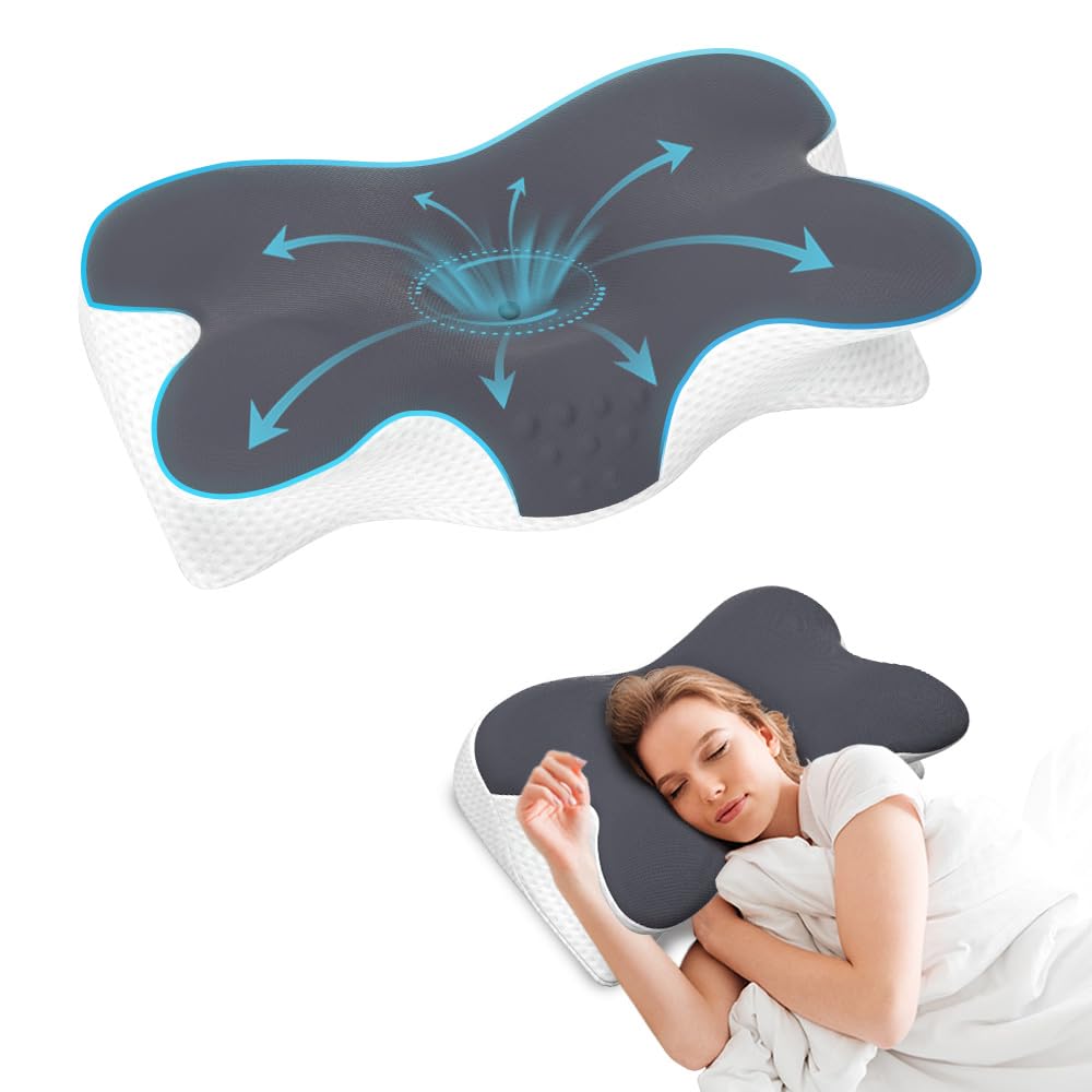 Cervical Neck Pillow for Neck Pain Relief,Side Sleeper Pillow for Sleeping,Contour Memory Foam Neck Support Pillows,Bed Pillow for Back Stomach Sleepers