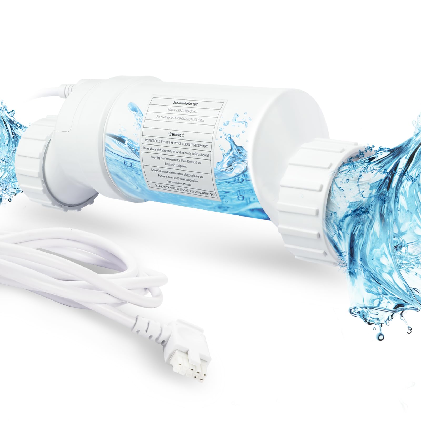 Fexhull Salt Cell up to 15000 Gallons Pool Fit for Hayward T-Cell-3, Salt Chlorination Cell for In-Ground Swimming? BLW1T3H T-Cell-3, Provides Adequate Chlorine Gas and Correct Reading of Salt Levels