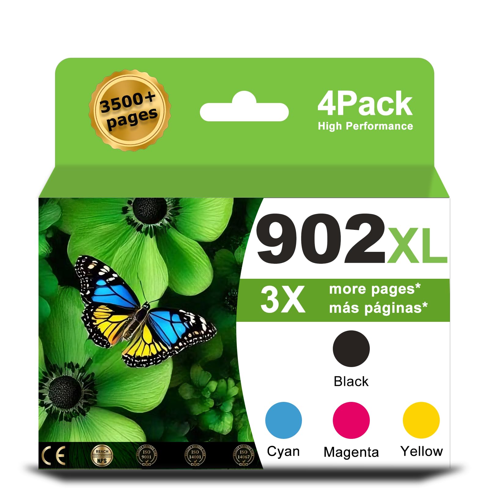 902XL Ink Cartridge Combo Pack Compatible for HP 6978 6968 Printer for HP 902 HP902 XL HP902XL to OfficeJet 6958 6970 6960 6975 6962 6950 6954 6951 6956 6961 6963 6964 Black Cyan Magenta Yellow