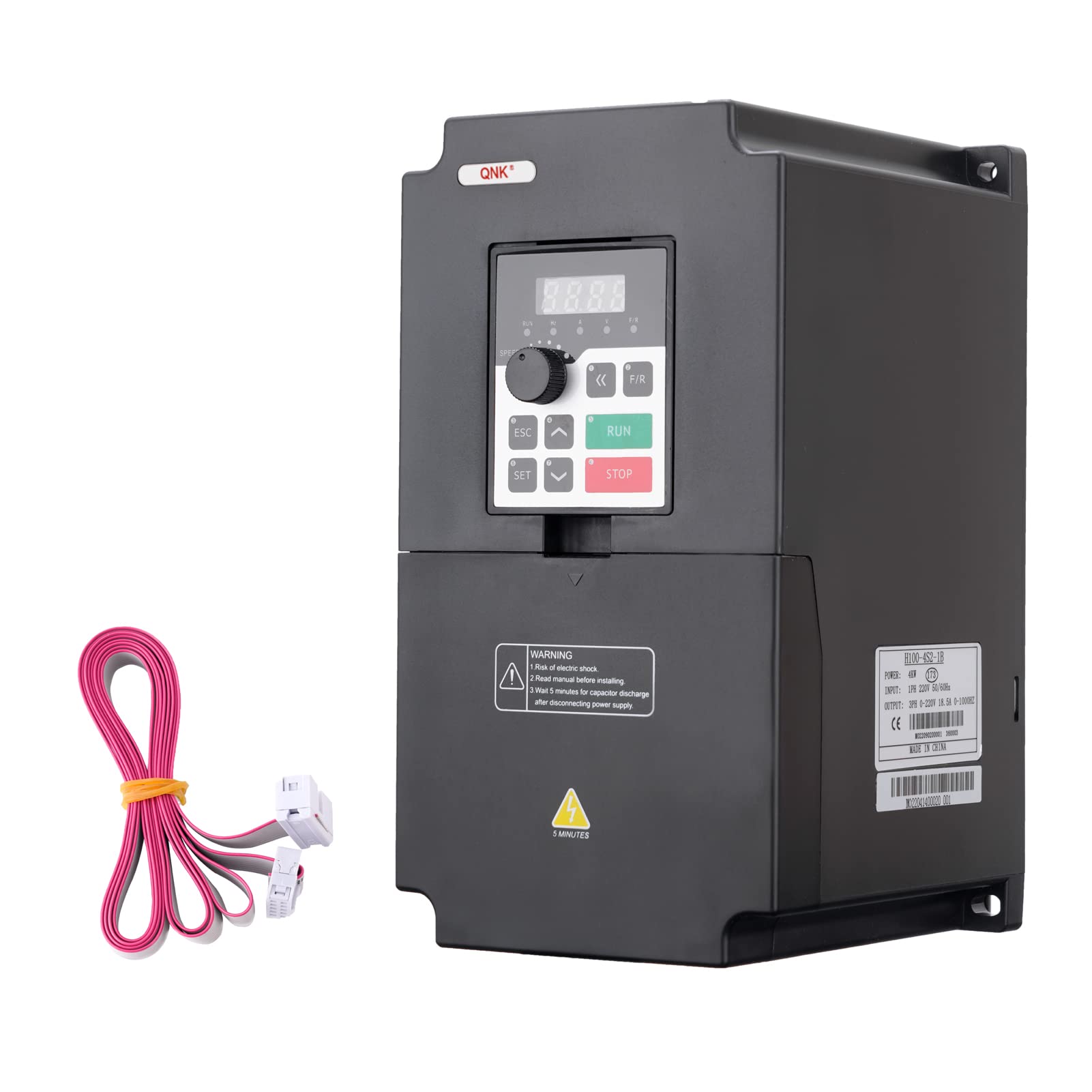 QNK 4KW 5.5HP 220V AC 17A VFD Converter Single to 3 Phase Inverter Variable Frequency Drive for CNC Spindle Motor Speed Controller