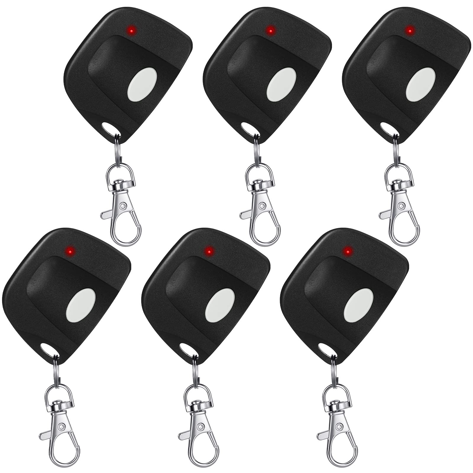 Kingdder 6 Pcs 8 Dip Switch 310mhz Garage Door Remote Compatible with Linear Delta 3 (DT DTA DTD DTC DNT00002A) Gate Opener Remote with Keychain (Black,White Button)