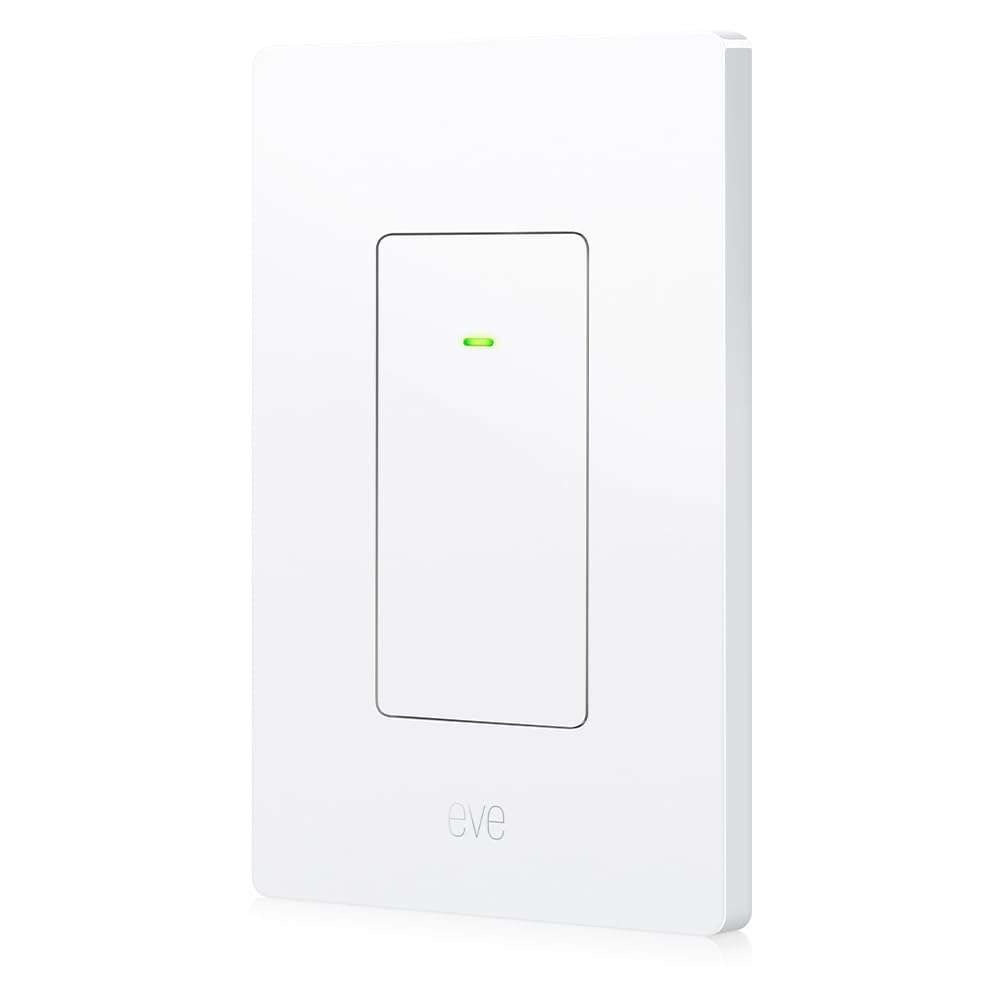 Eve Light Switch – Connected Wall Switch (Apple HomeKit), Single, Alternating & Cross switches, Compatible with Multi-Location setups, schedules, no Bridge Required, Bluetooth,Thread