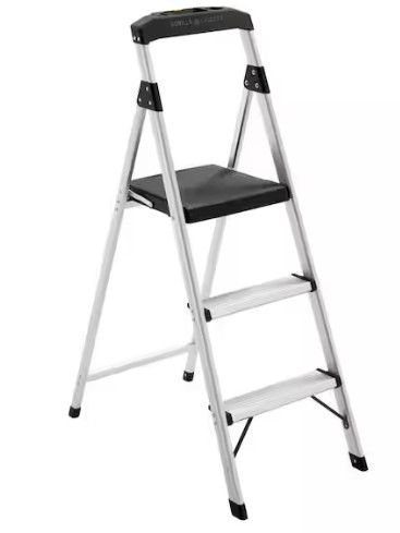 3-Step Aluminum Step Stool Ladder, 250 lbs. Type I Duty Rating (9ft. Reach Height)