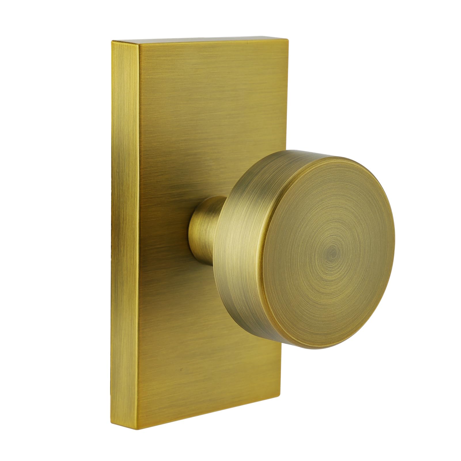HIEMEY Antique Door Knobs Interior, Modern Vintage Passage Antique Brass Round Door Knobs Door Handles for Hall and Closet Rectangle