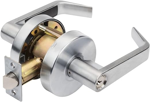 Dynasty Hardware AUG-00-26D Grade 2 Commercial Duty Office Door Keyed Lever Lockset, ADA, Satin Chrome Finish