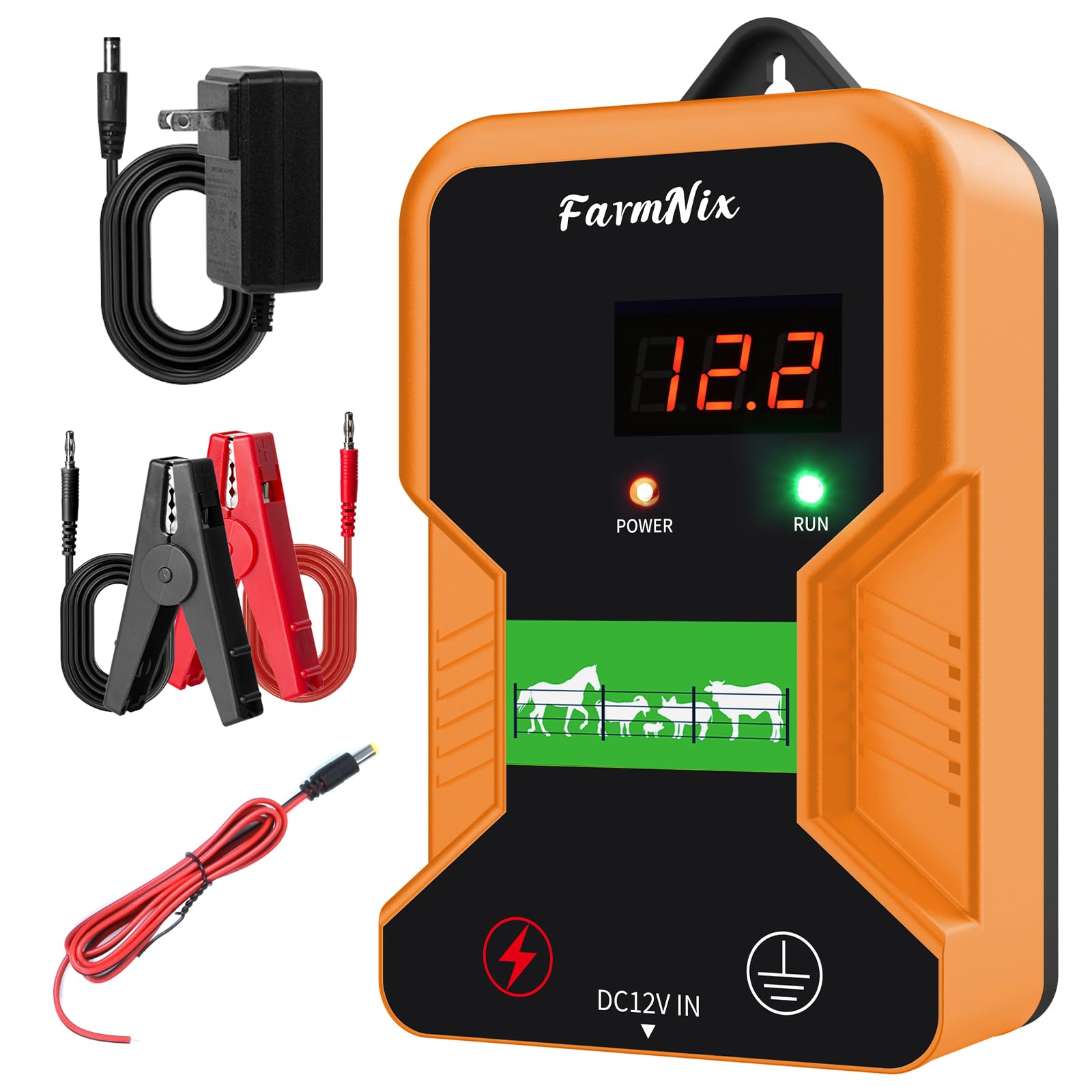12KV Electric Fence Charger,2 Joules Pulse Energy,Coverage Length Up to 15Km,Waterproof,Suitable for Protecting Dogs,Farm Animals,Pets,Poultry,Ranches and Gardens