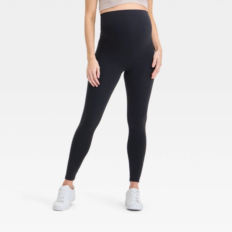 Size S Over Belly High-Rise Active Maternity Leggings - Isabel Maternity by Ingrid & Isabel™ Black S: Recycled Polyester, Spandex, Slim Leg