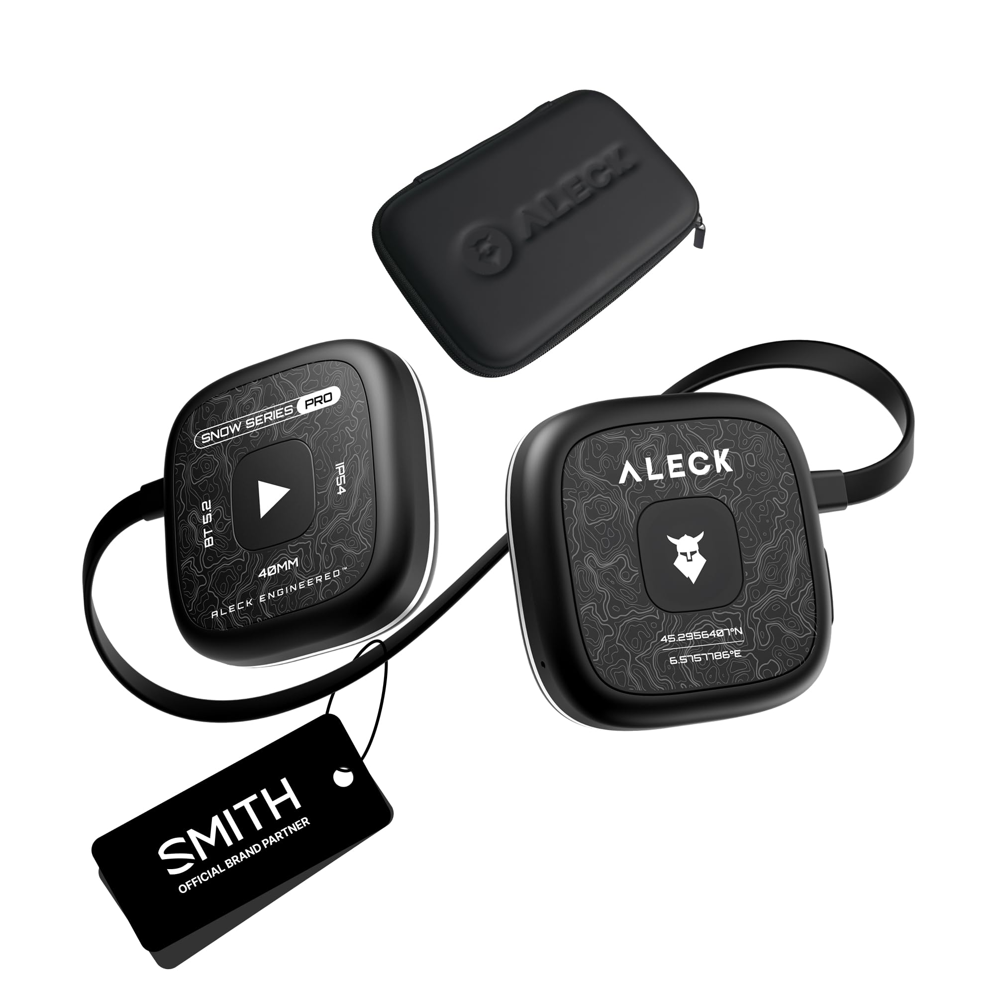 ALECK Snow Series Pro Universal Wireless Bluetooth Helmet Speakers Headphones for Ski and Snowboard Audio-Ready Helmets, Glove Friendly Controls, Microphone Headset for Hands-Free Calls