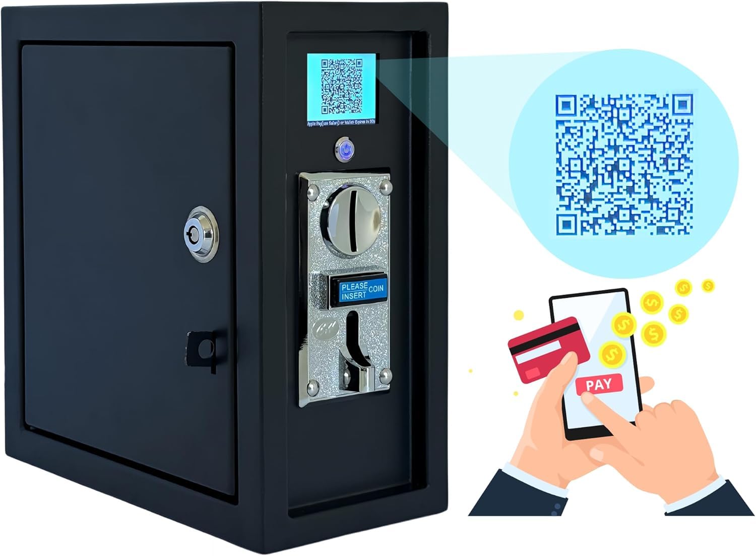 Sintron ST-004 110V LCD Coin & Mobile Contactless Payment - Apple Pay Google Pay Paypal Venmo Cash App Operated Timer Control Power Box for Massage Chairs, Shoe Polisher, Washer Washing Machine, Dryer