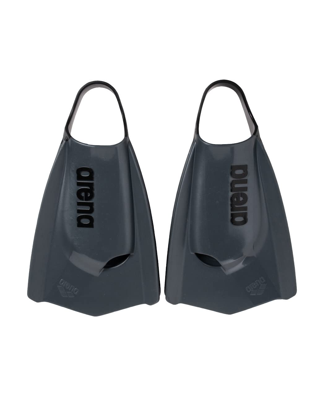 Arena Unisex Adult Powerfin Pro II Swim Training Fins Men and Women Silicone Short Blade Flippers Left/Right Customized, Black, Size 11-12