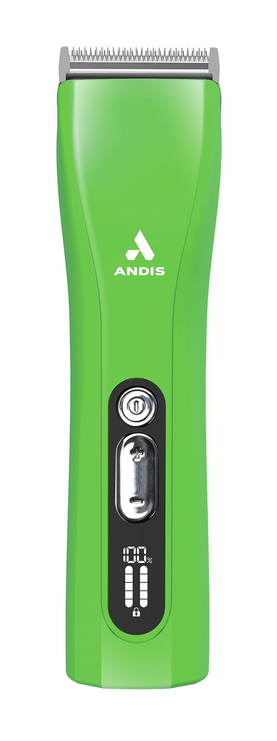 Andis 563231 ProClip 5-in-1 Adjustable Blade Cord/Cordless Pet Hair Clipper, 5 Blade Settings, 5 Speeds, Feather Light, Digital Display Screen, Green
