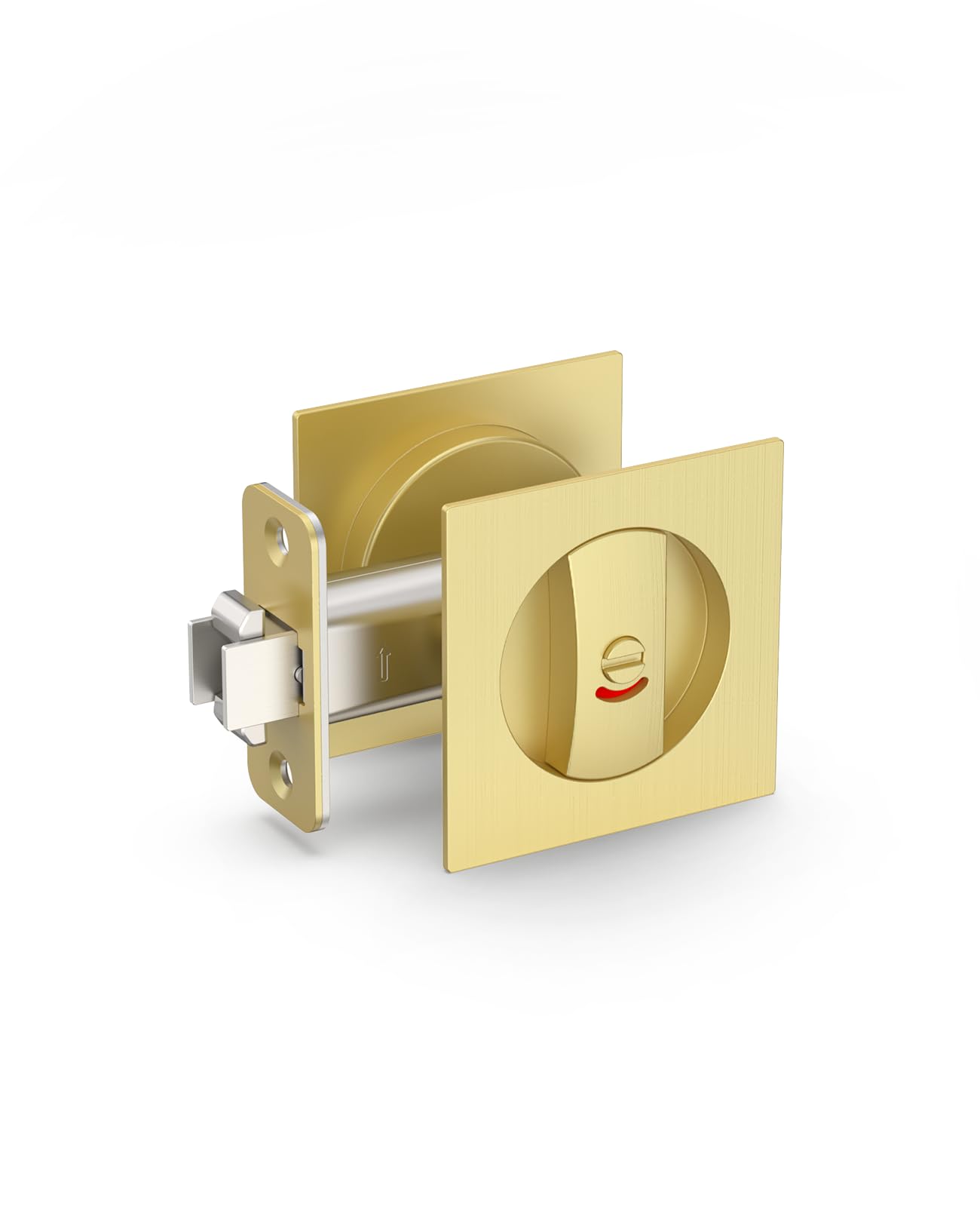 Asidrama ZR20-4 Brushed Gold Pocket Door Lock Square Pocket Door Hardware with Color Indicators