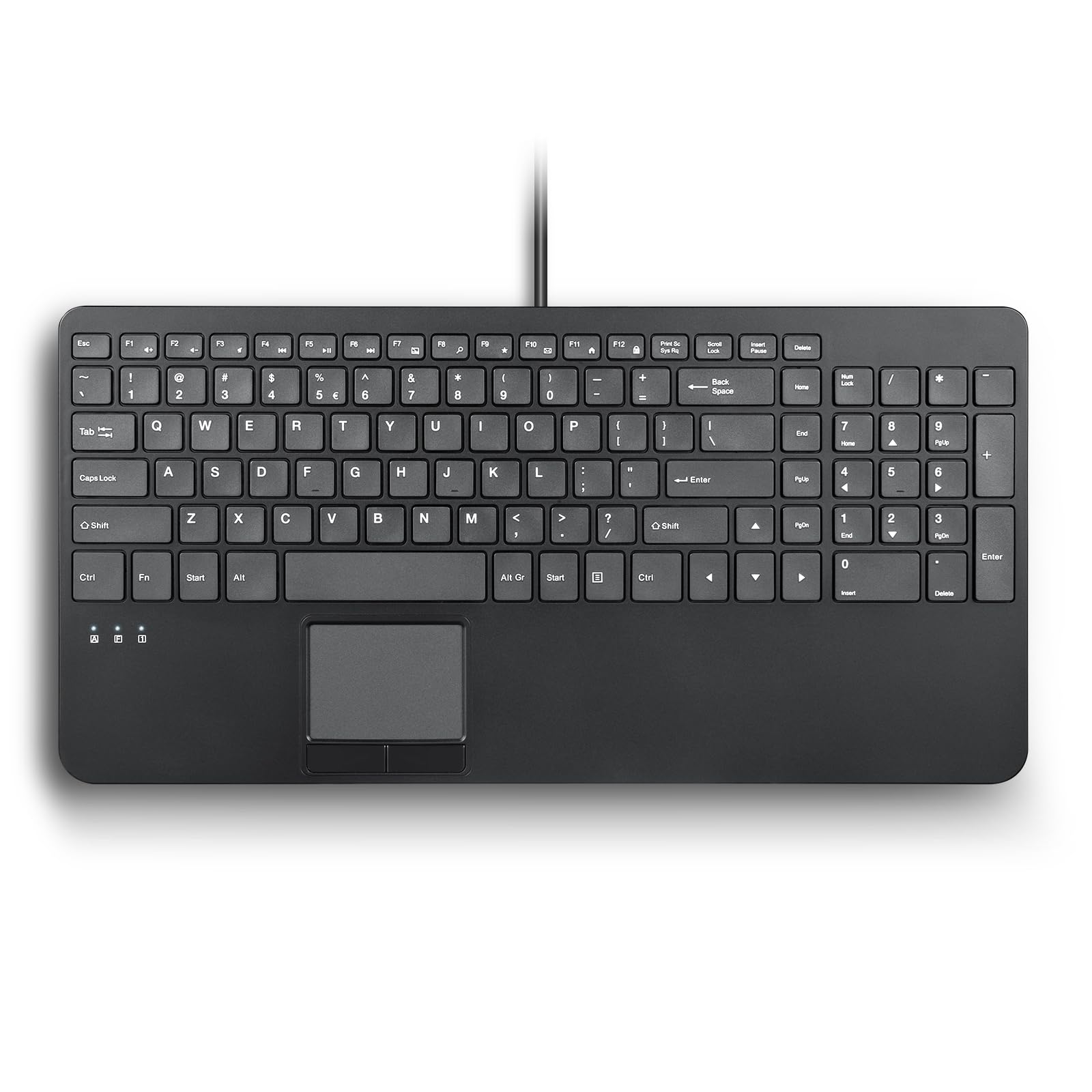 Perixx PERIBOARD-534 US, Wired Compact USB Keyboard with Touchpad - X Type Scissor Keys - 15.63x7.80x1.18 inches - Build-in 2 USB Hubs and Number Pad