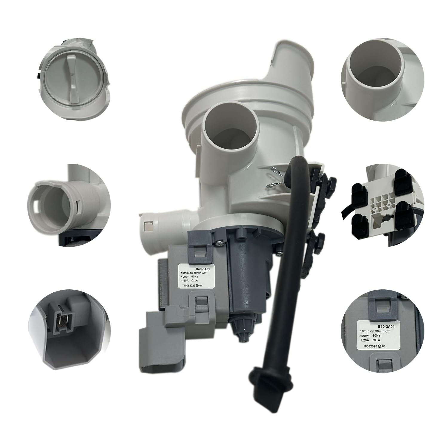Upgrade 00436440 Washer Drain Pump and Housing Compatible With Bosch Washer Machine Replacement Parts Replace 436440, 674704, 00674704, 00703146, 703146, 1106007, AP3764202Drain Motor V120 1.25A