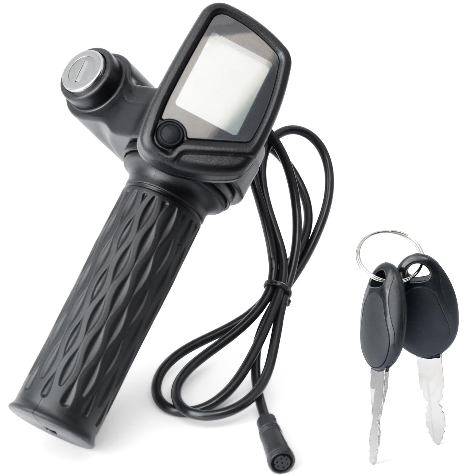 Mhrxusd 48V Throttle with Speedometer Compatible with Tutti Soleil 01 Electric Dirt Bike, Grip and Dashboard Liquid Crystal Display Digital Gauge Cluster Assembly Without M-Key, Real-Time Monitoring