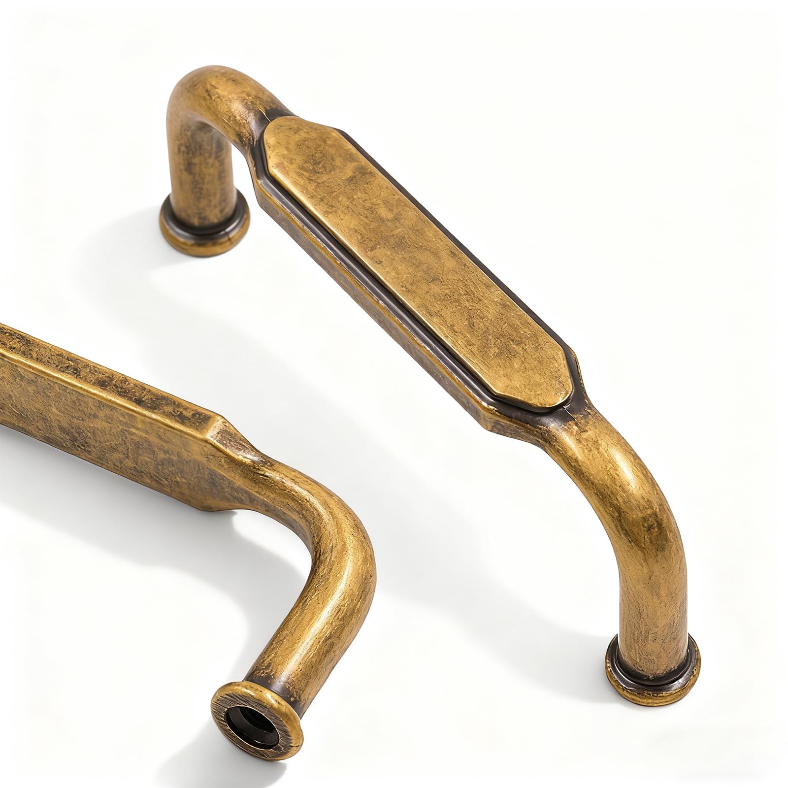 Asidrama 10 Pack 3 Inch(76mm) Brushed Antique Brass Kitchen Cabinet Handles Antique Brass Cabinet Pulls Cabinet Hardware for Cupboard Drawer