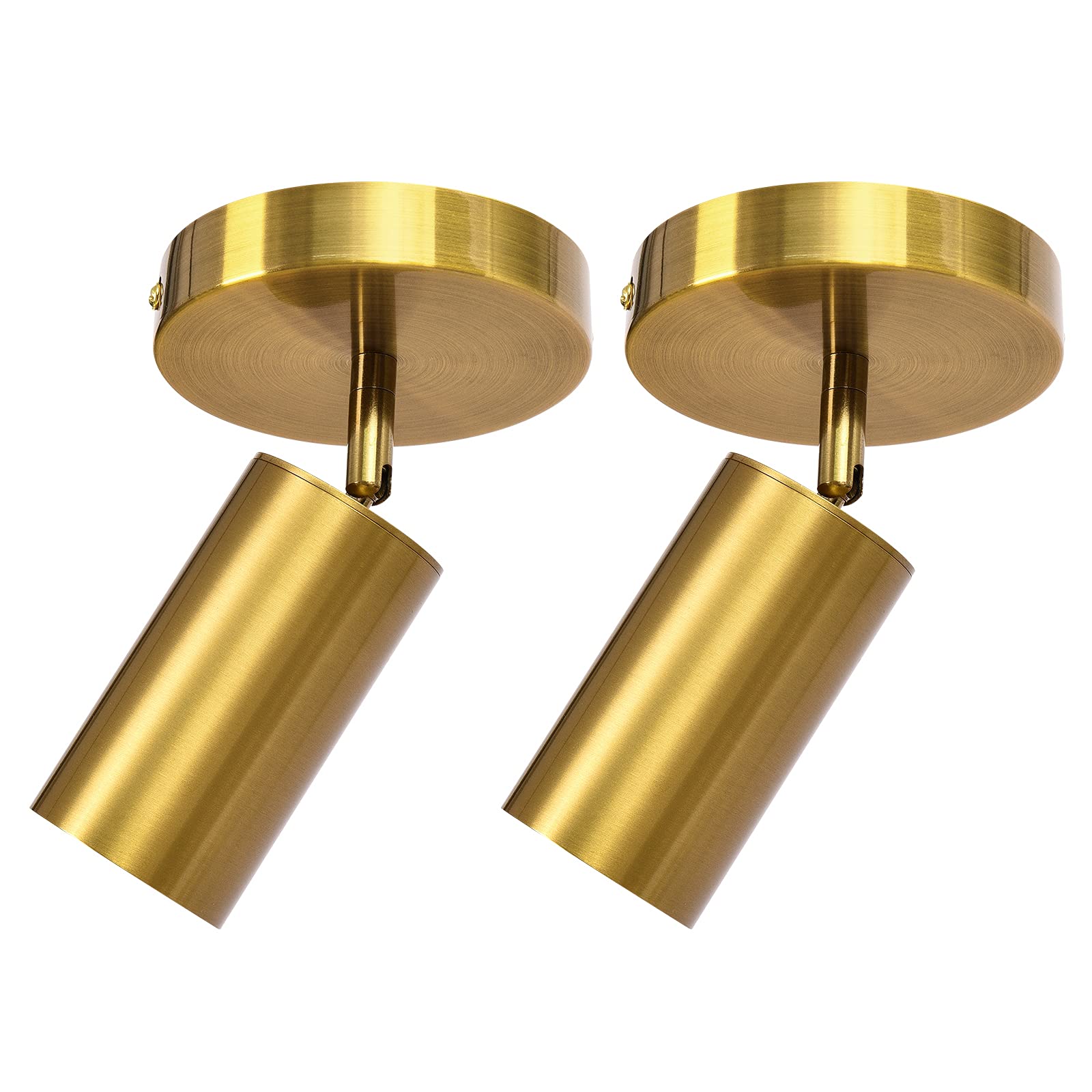 Zicbol Track Lighting Ceiling Spotlight, Gold Ceiling Light Fixture, Gu10 Spotlights Indoor Angle Adjustment Modern Wall Lamp for Living Room, Gallery, Cabinet, Hallway, Bedroom 2 Packs