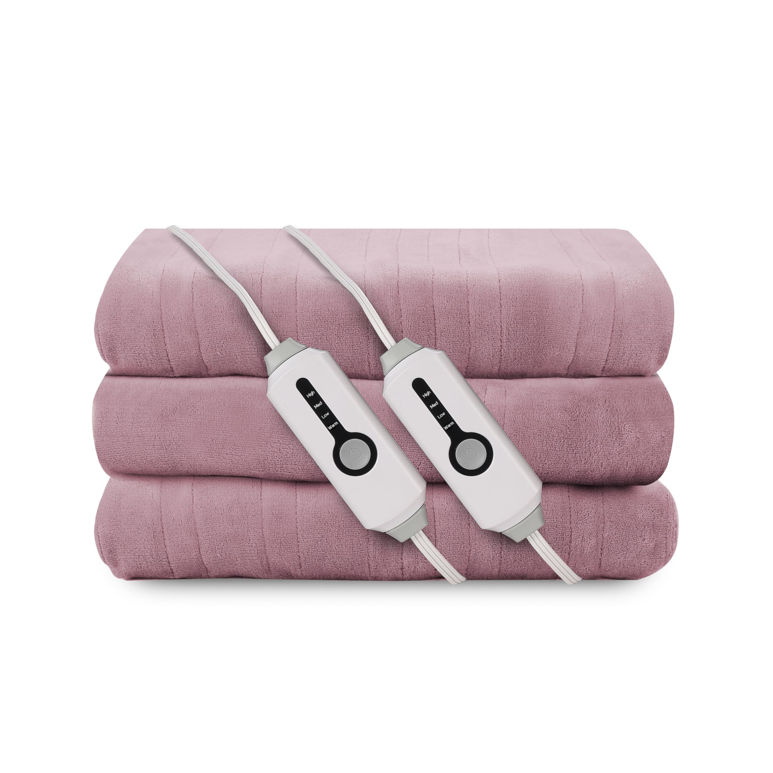 Electric Heated Blanket 84"x90" Queen Size, Soft Coral Fleece, Dual Controllers with 4 Heating Levels and 10 Hours Auto-Off, Machine Washable, Cozy Plush Fabric for Home, Purple
