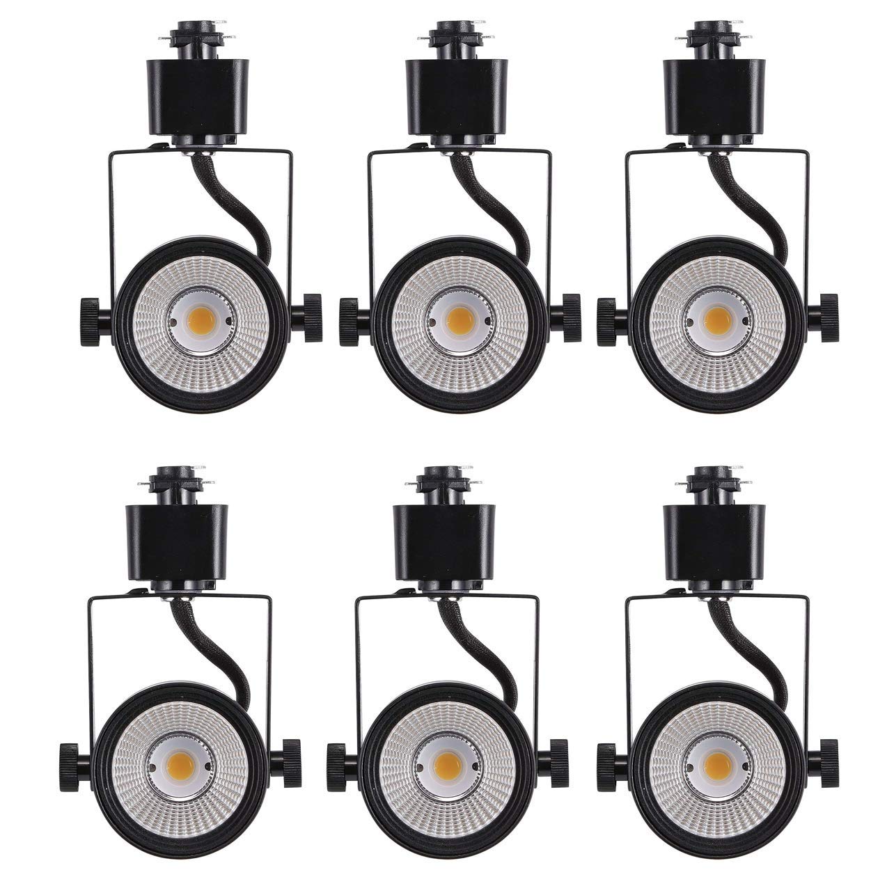 CLOUDY BAY 8W Dimmable LED Track Light Head,CRI 90+ Warm White 3000K,Adjustable Tilt Angle Track Lighting Fixture,120V 40° Angle for Accent Retail,Black Finish Halo Type - Pack of 6