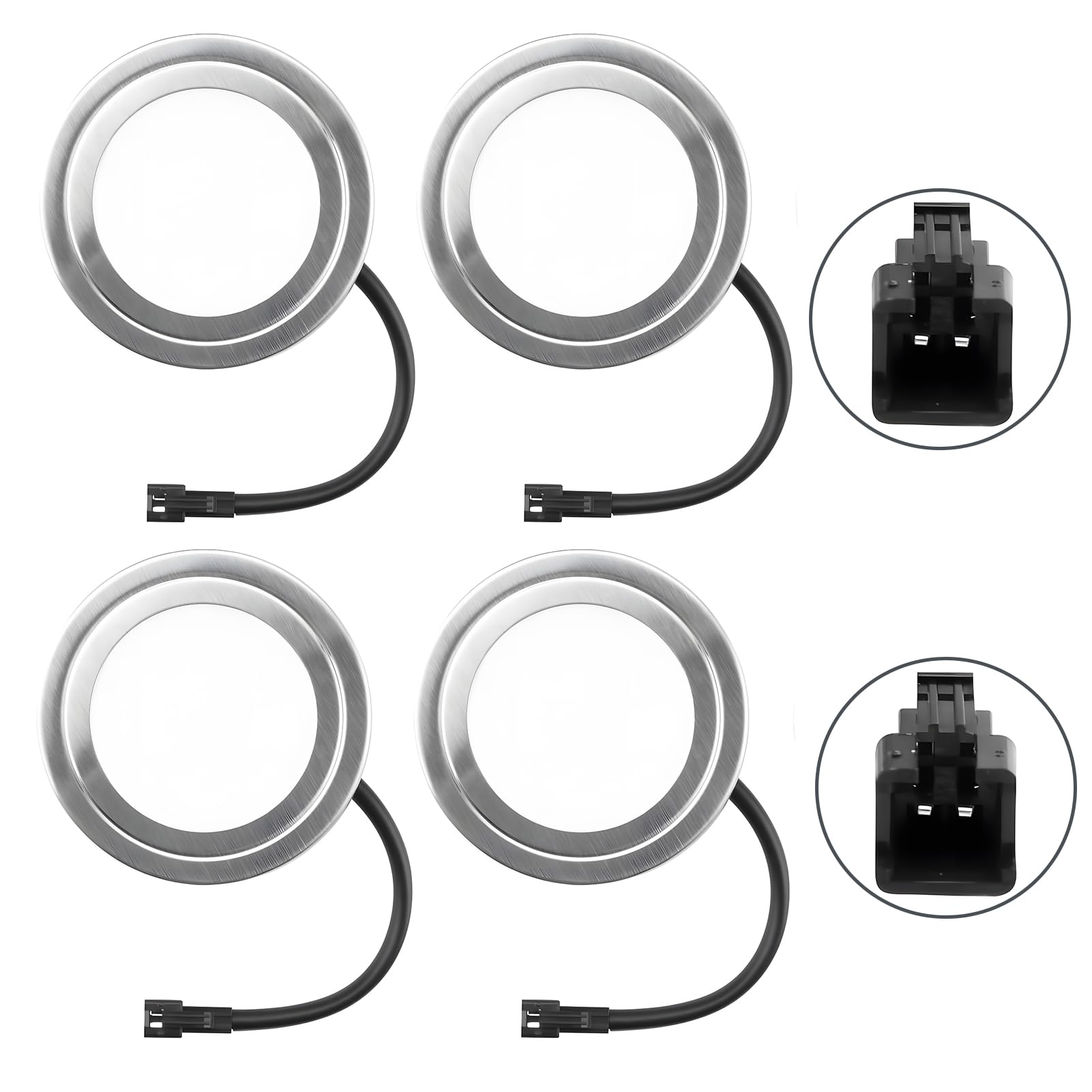 Yenblow 4 Pack 12V DC 1.5W Range Hood Lights with SM Socket Male Head Round 68mm 6500K Plastic, Hole Closet Stove LED Light Recessed, Bright White Kitchen Range Hood Light Bulbs Replacement