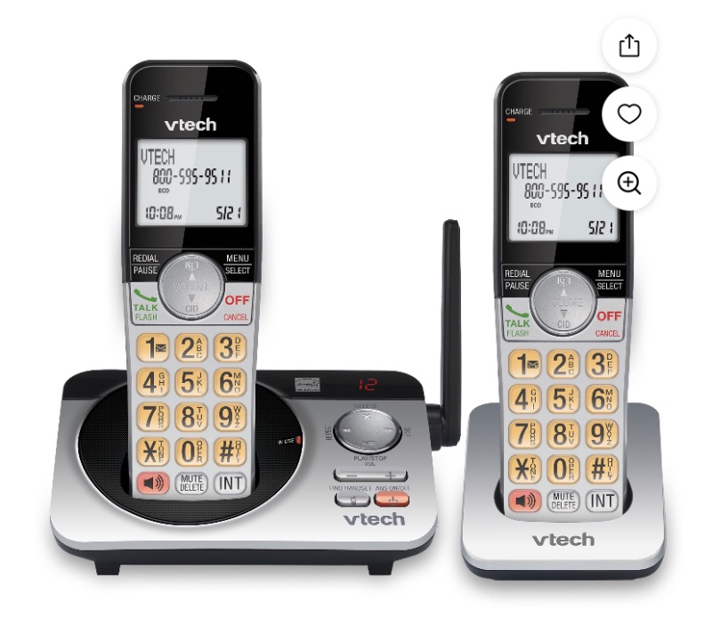 VTech CS5229-2 2 Handset Extended Range DECT 6.0 Cordless Phone with Answering System (Silver/Black)