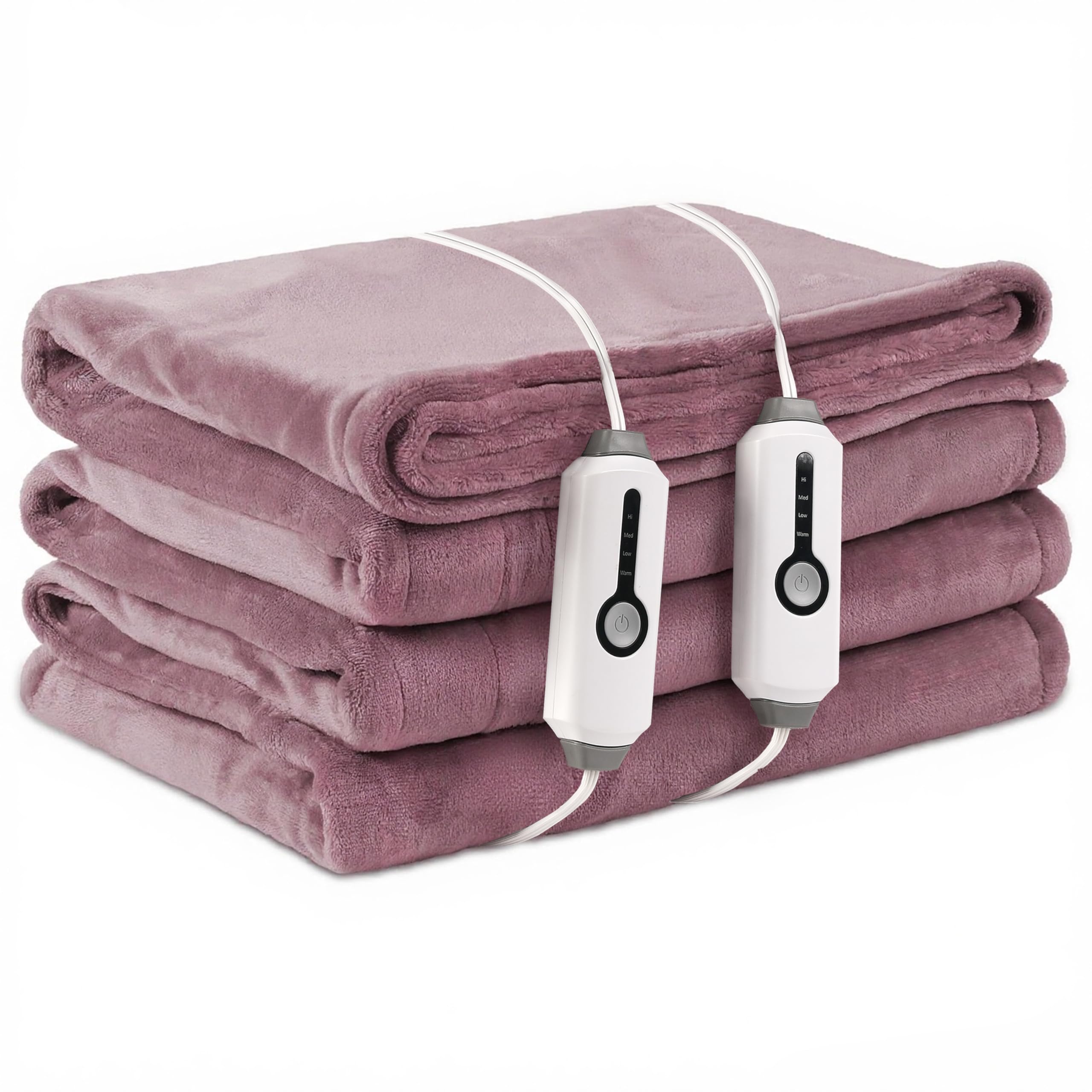 LaffyLo Electric Heated Blanket King Size 90"×100", Comfortable & Luxurious Flannel, 4 Heating Levels & 10 H Auto Shut Off, Purple