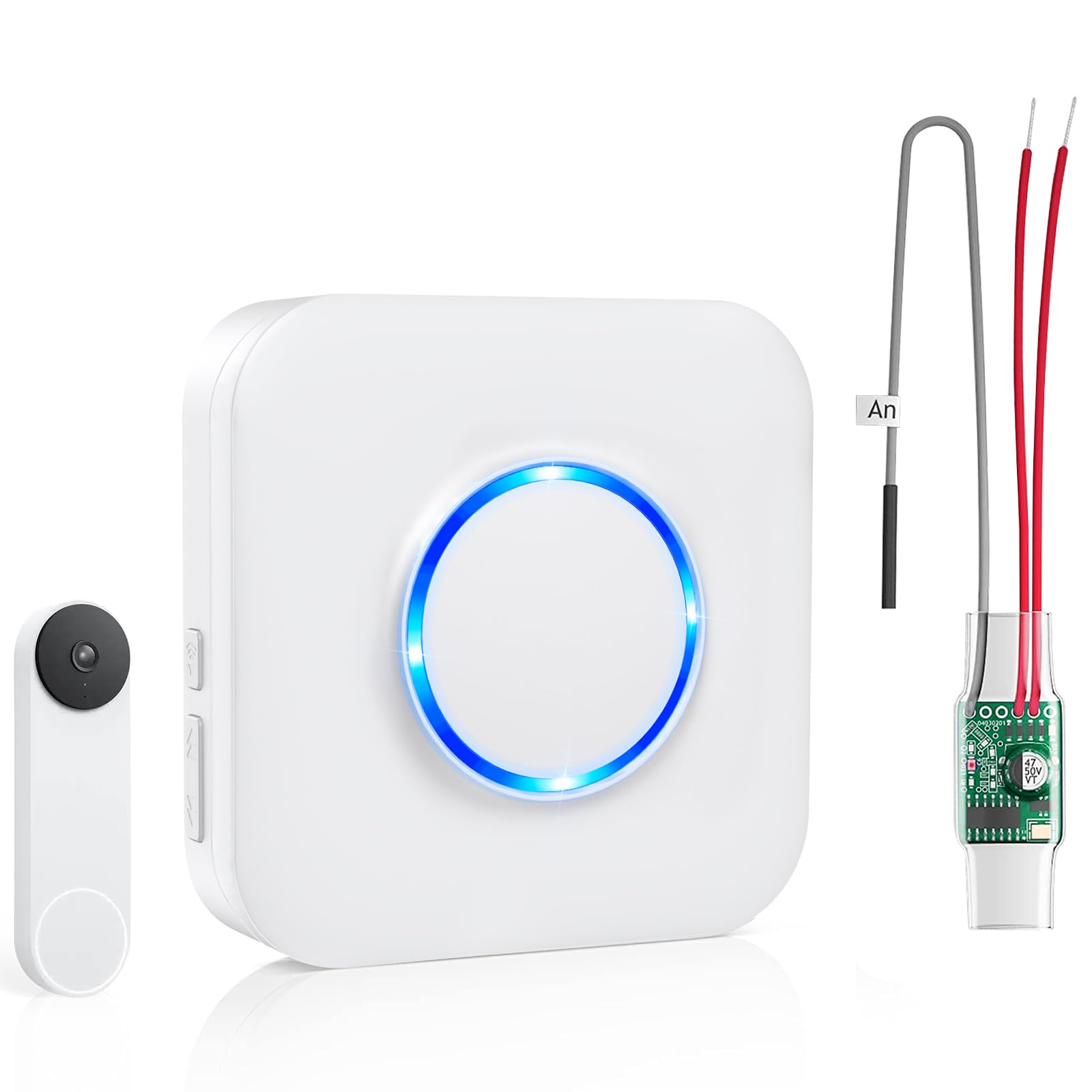 Satisure Wireless Doorbell Chime for Google Nest Doorbell (Wired, 2nd Gen& 3rd Gen) Doorbell Extender with Receiver Connects to Existing Hardwired 58 Chimes and 5 Volume (1 Video Extender 1 Receiver?