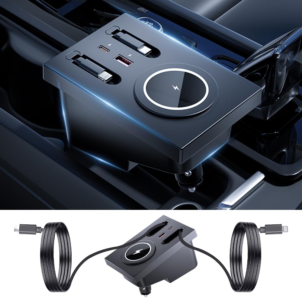 Car USB Hub Docking Station for Volvo XC60 XC90 S90 V90 S60 V60 Type-C Fast Charger Auto Interior Centre Console Accessories Cigarette Lighter Decoration Phone Wireless Charging Adapter