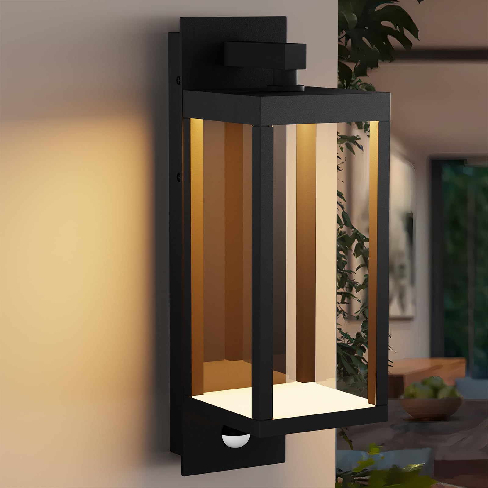 Lustrlach Upgraded Motion Sensor Outdoor Wall Light, 15” Porch Light Outdoor Wall Sconce Lantern, Exterior Lighting Fixture Wall Mount, Outside Light for House Garage Patio Front Door