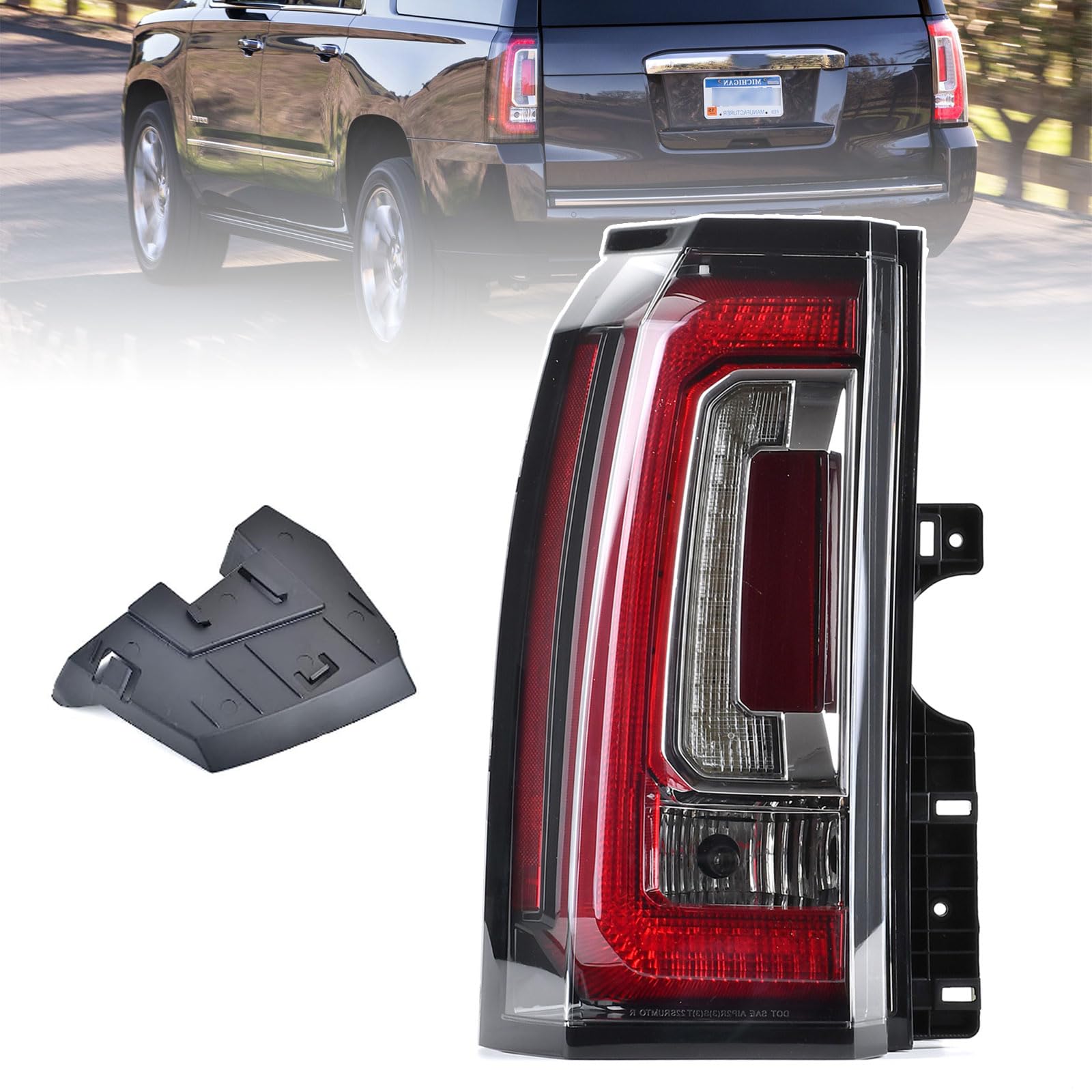 Goopool Tail Lights Assembly Compatible With GMC Yukon/Yukon XL 2015 2016 2017 2018 2019 2020 Left Driver Side LED Lens Taillights Brake Signal Assembly With Bulb