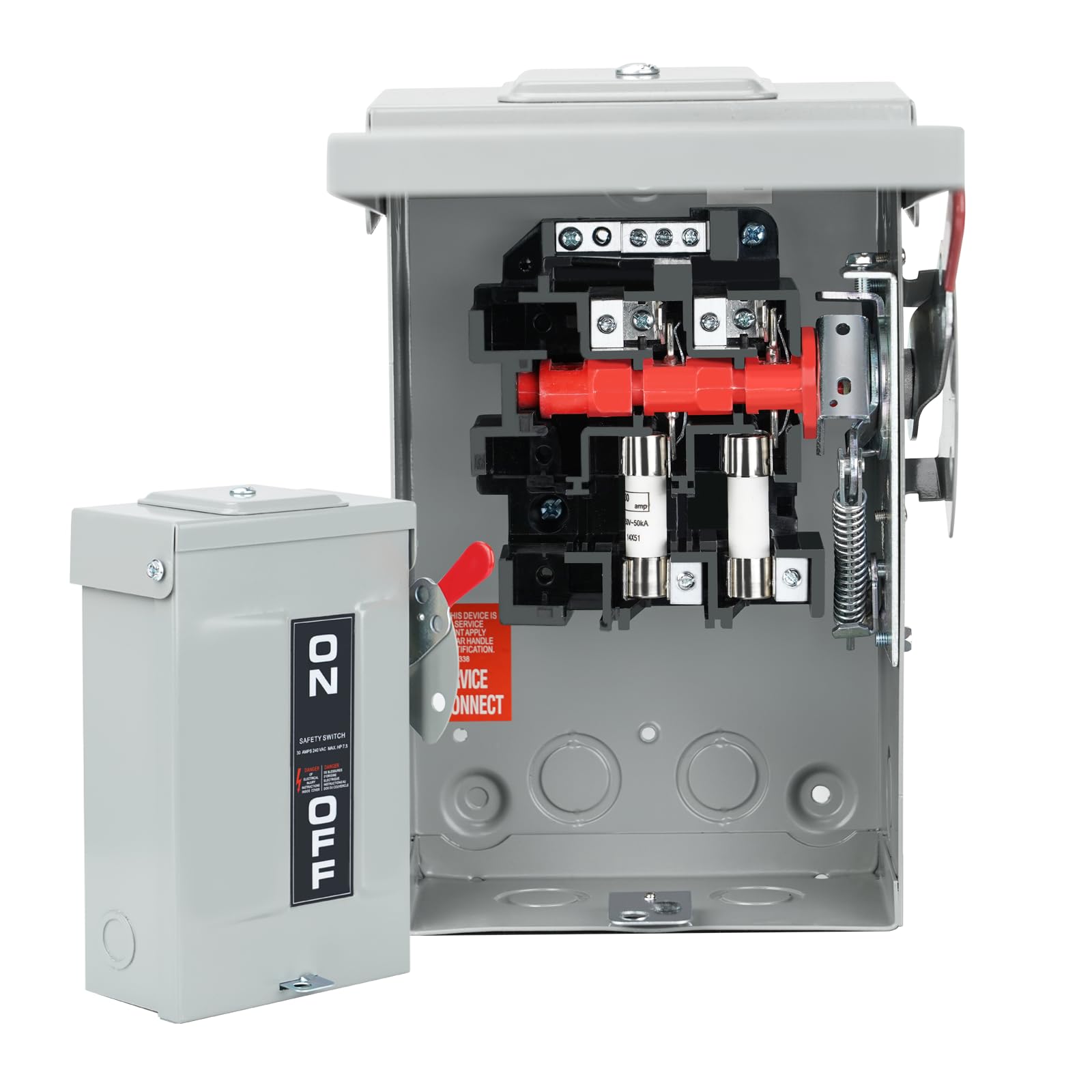 2P 30Amp 110/240V 2 Wire Fusible Heavy Duty Safety Switches?Ac Disconnect Switches Box?Quick Disconnect Safety Switch?Equipped with fuses