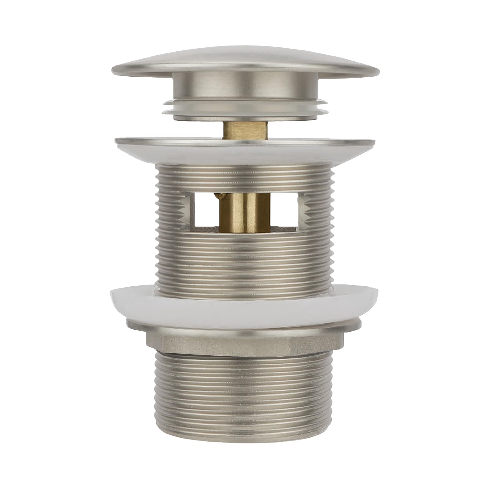 Brass Freestanding Tub Drain Plug, Fits Most Kits (Brushed Nickel)