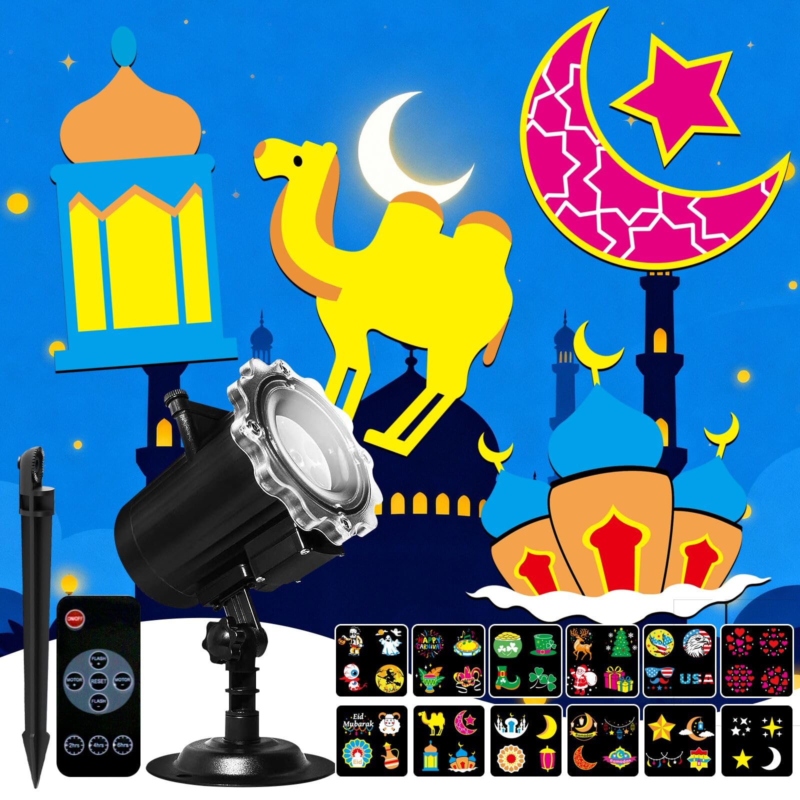 LJBESTM Ramadan Projector Lights Outdoor and Indoor Waterproof for Eid al Fitr, Kareem Muslim Decoration,Valentine’s Day,St. Patrick's Day,Christmas and Halloween Decorations