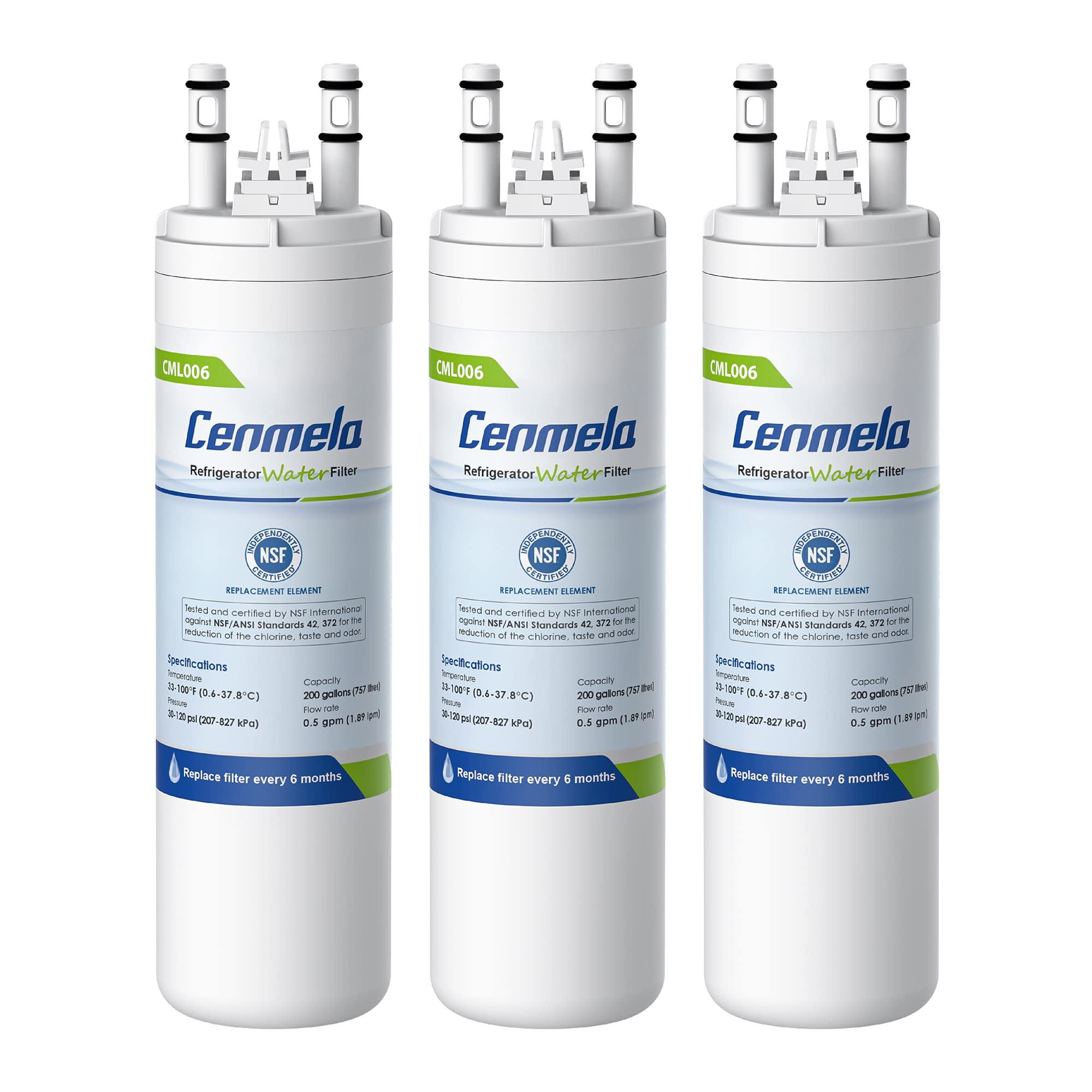 WF3CB Replacement Water Filter, Compatible with Frigidaire WF3CB, Pure Source 3, 706465, 242069601, 242086201, 242017800, WF425, Height 9 inches, Pack of 3