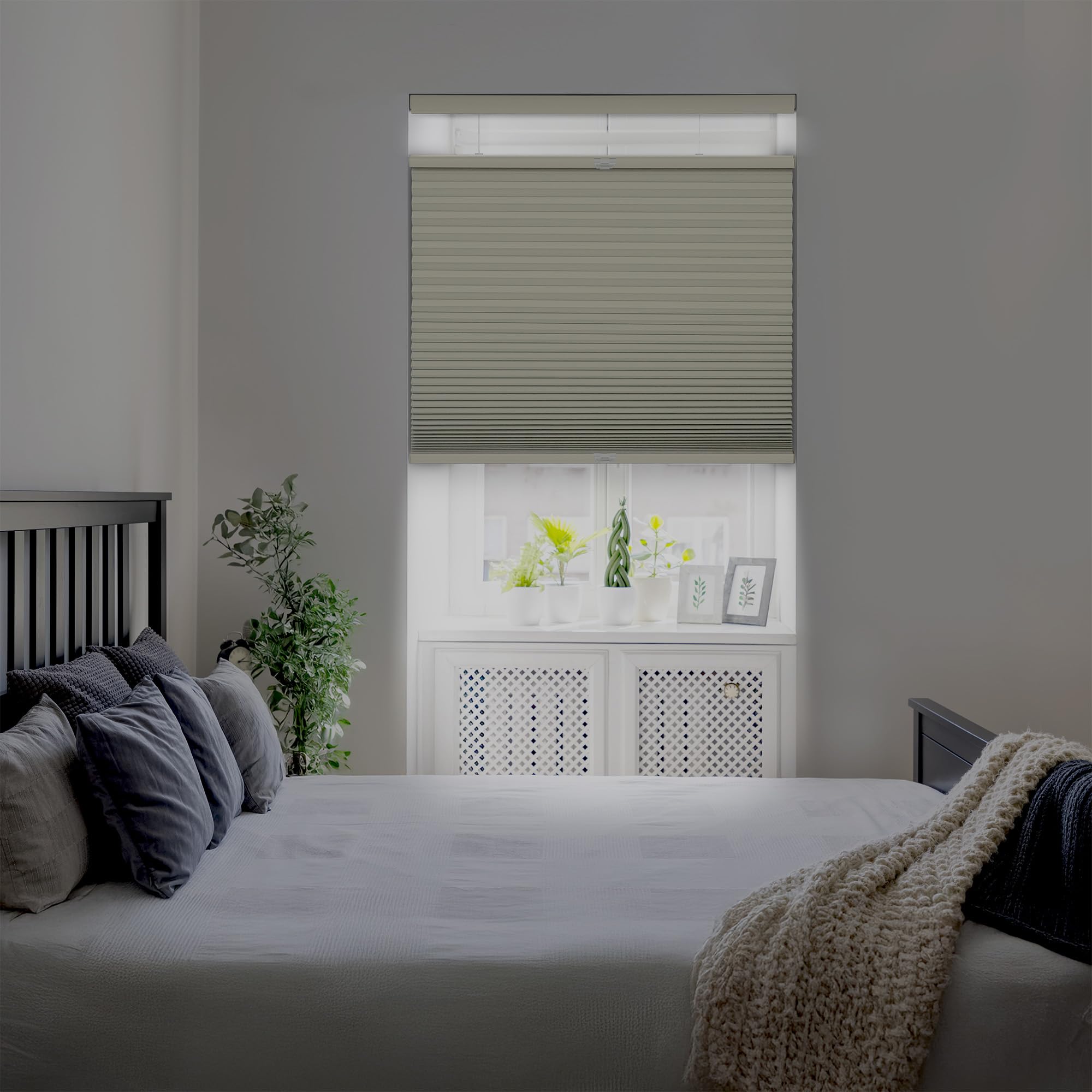 DEZ FURNISHINGS Cordless1.5 Blackout Top Down Bottom Up Cellular Shade, Energy Saver, 34" W x 64" H, Ivory